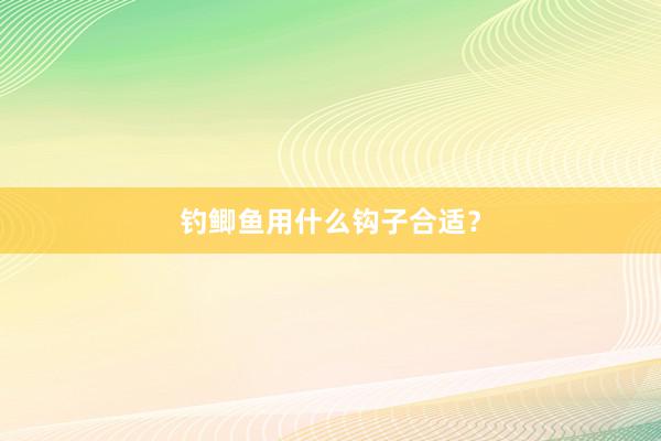 钓鲫鱼用什么钩子合适？